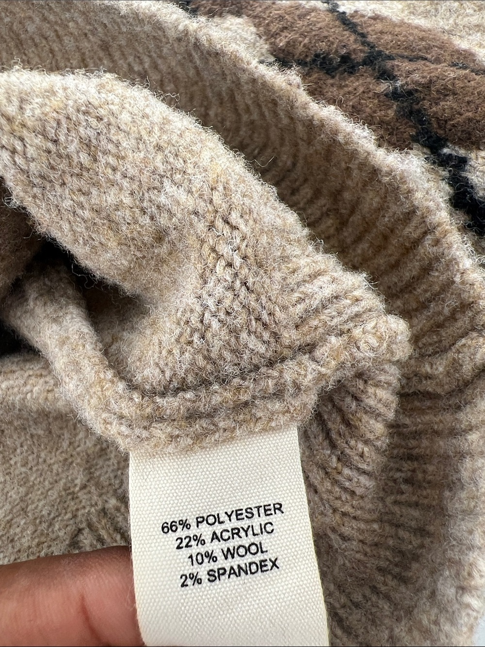 Marled Beige Horse-Intarsia Wool Blend Cardigan Sweater Western Coastal Cowgirl - Picture 6 of 7